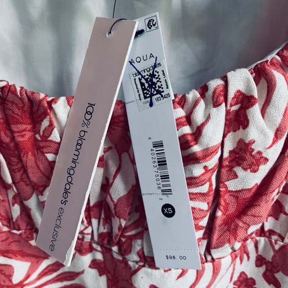 AQUA Puff Sleeve Mini Floral Lined Cotton Population Dress - Exclusive Size XS - Picture 7 of 16